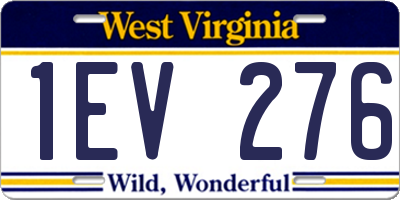 WV license plate 1EV276