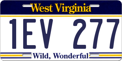 WV license plate 1EV277