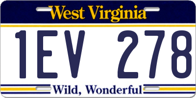 WV license plate 1EV278