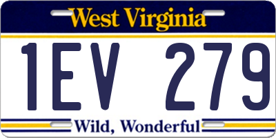 WV license plate 1EV279