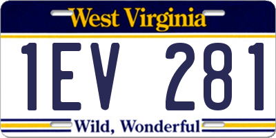 WV license plate 1EV281