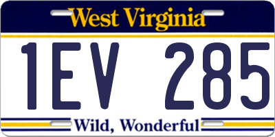 WV license plate 1EV285