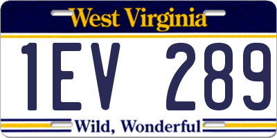 WV license plate 1EV289
