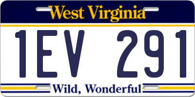 WV license plate 1EV291