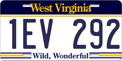WV license plate 1EV292