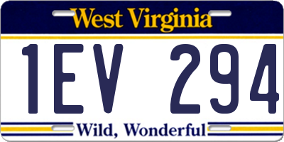 WV license plate 1EV294