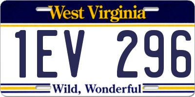 WV license plate 1EV296