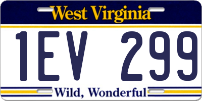WV license plate 1EV299