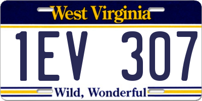 WV license plate 1EV307