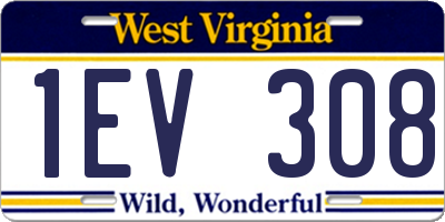 WV license plate 1EV308