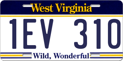 WV license plate 1EV310