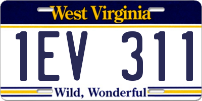WV license plate 1EV311