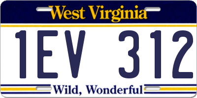 WV license plate 1EV312