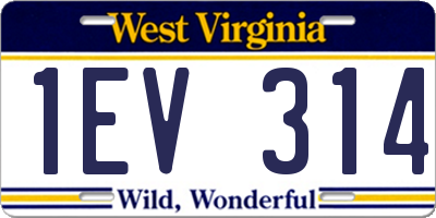 WV license plate 1EV314
