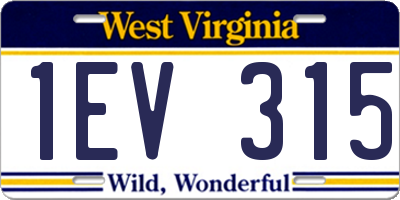 WV license plate 1EV315