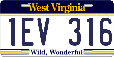 WV license plate 1EV316