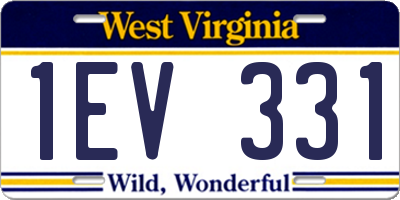 WV license plate 1EV331
