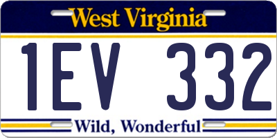 WV license plate 1EV332