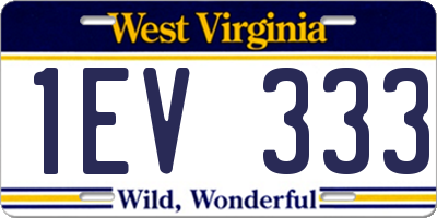 WV license plate 1EV333