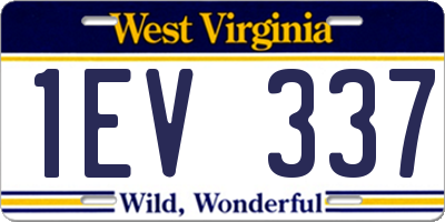 WV license plate 1EV337
