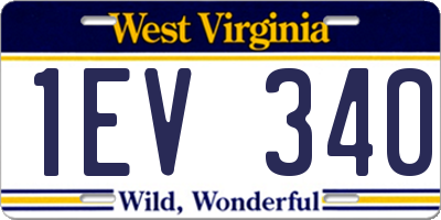 WV license plate 1EV340
