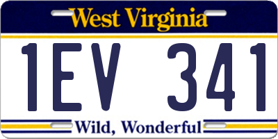 WV license plate 1EV341