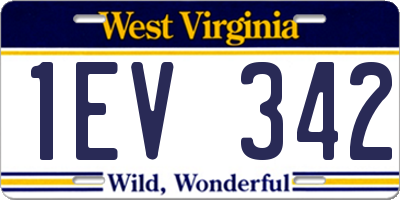 WV license plate 1EV342