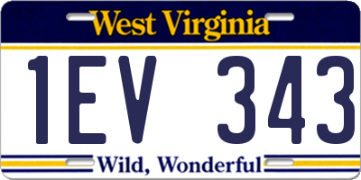 WV license plate 1EV343
