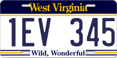 WV license plate 1EV345