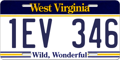 WV license plate 1EV346