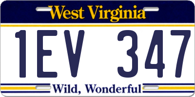 WV license plate 1EV347