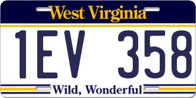 WV license plate 1EV358