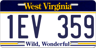 WV license plate 1EV359