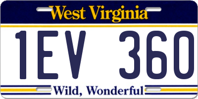 WV license plate 1EV360