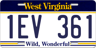 WV license plate 1EV361