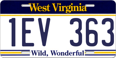 WV license plate 1EV363