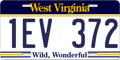 WV license plate 1EV372