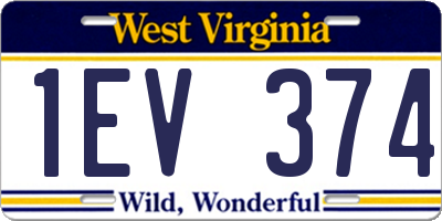 WV license plate 1EV374