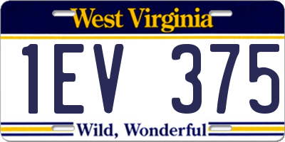 WV license plate 1EV375