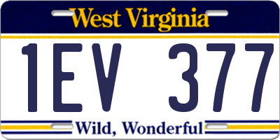 WV license plate 1EV377