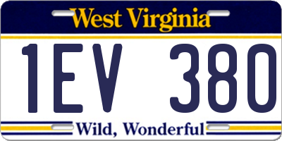 WV license plate 1EV380