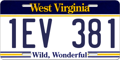 WV license plate 1EV381