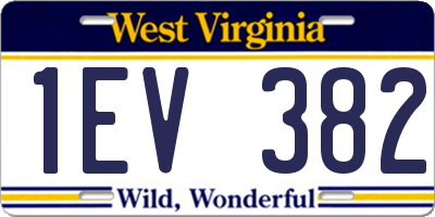 WV license plate 1EV382