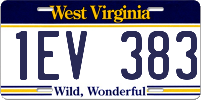 WV license plate 1EV383