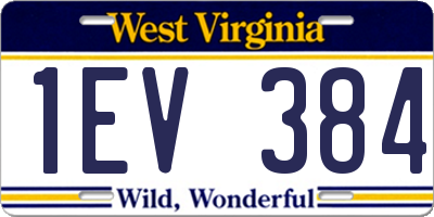 WV license plate 1EV384