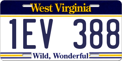 WV license plate 1EV388