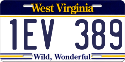 WV license plate 1EV389