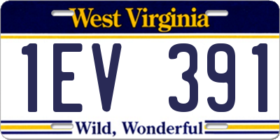 WV license plate 1EV391