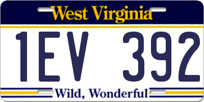WV license plate 1EV392
