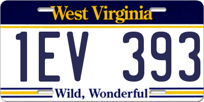 WV license plate 1EV393